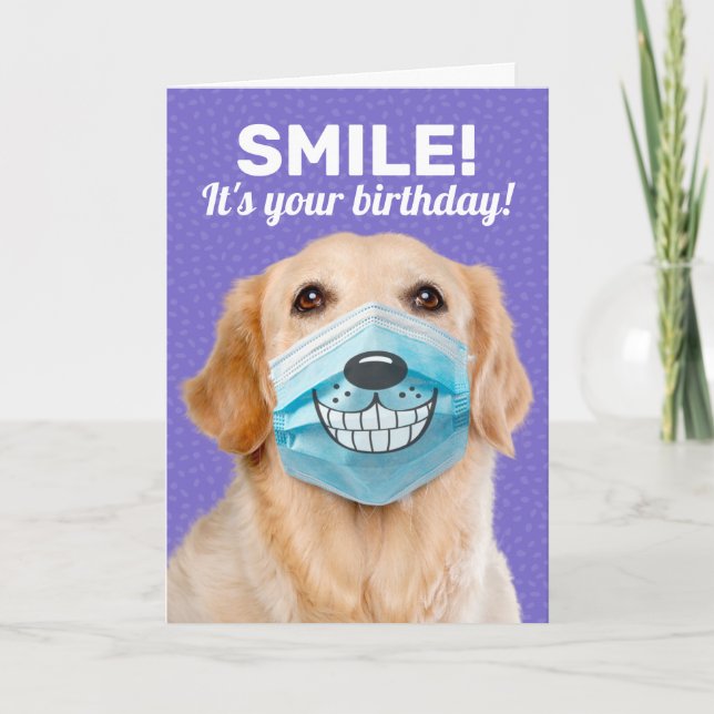 Carte Golden Retriever SMILE ! C'est ton anniversaire (Devant)