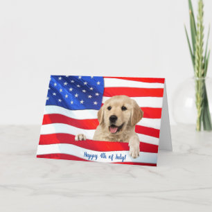 Carte Golden retriever sur drapeau 4 juillet