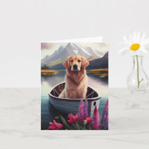Carte Golden Retriever sur une pagaie : une aventure Pit