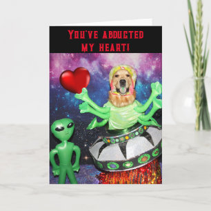 Carte Golden Retriever Valentine Alien Enlèvement cardia