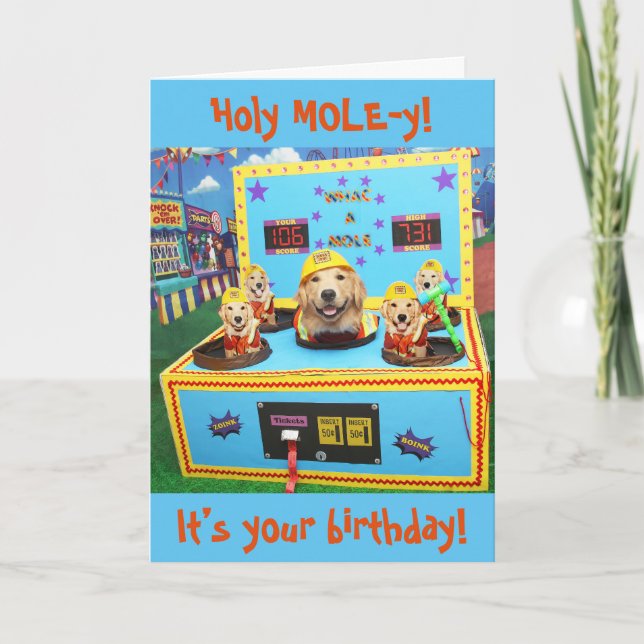 Carte Golden Retriever Wha Mole Anniversaire (Devant)