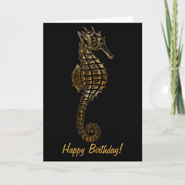 Carte Golden SEA HORSE Funky Birthday Card Series (Devant)