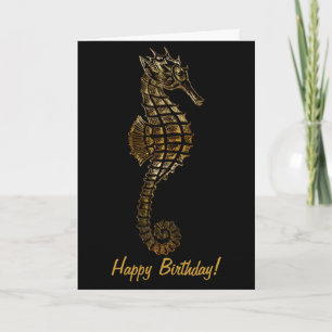 Carte Golden SEA HORSE Funky Birthday Card Series