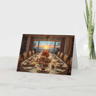 Carte 🌅 Golden Sunset Gathering – Thanksgiving Card