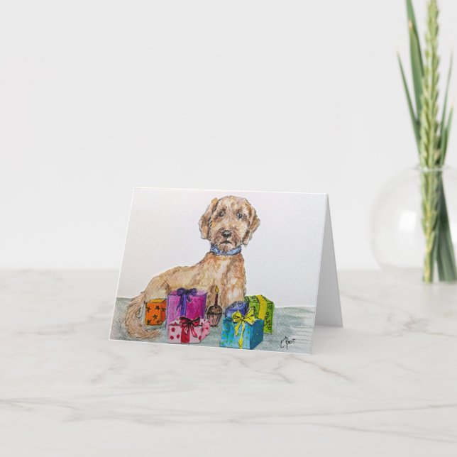 Carte Goldendoodle Birthday Card (Devant)