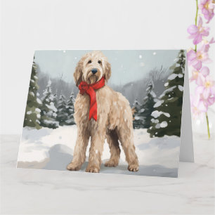 Carte Goldendoodle Chien dans Noël de neige