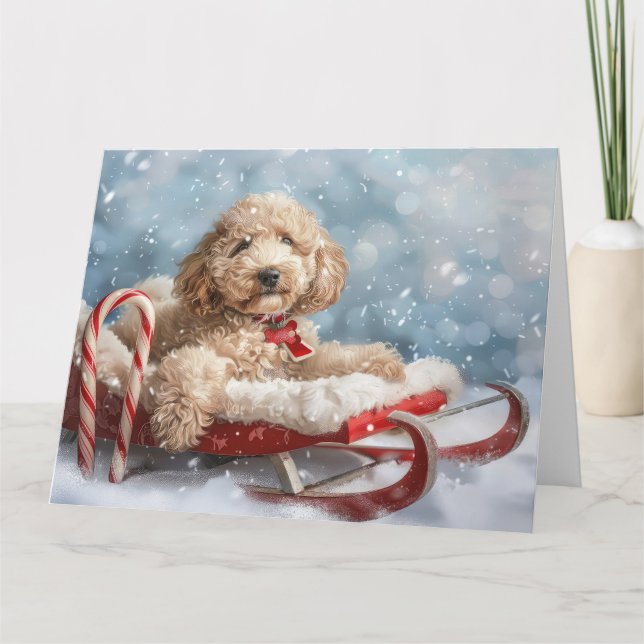 Carte Goldendoodle Chien Festif de Noël (Devant)