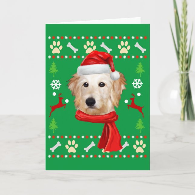 Carte Goldendoodle Chien Noël Moche (Devant)