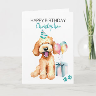 Carte Goldendoodle Chien Personnalisé Joyeux Anniversair