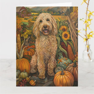 Carte Goldendoodle Chien Récolte d'Automne Action de Grâ