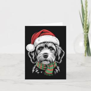 Carte Goldendoodle Chien Xmas Santa Hat Écharpe Noël Co