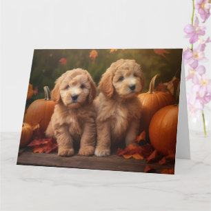 Carte Goldendoodle Chiot Automne Citrouille délice