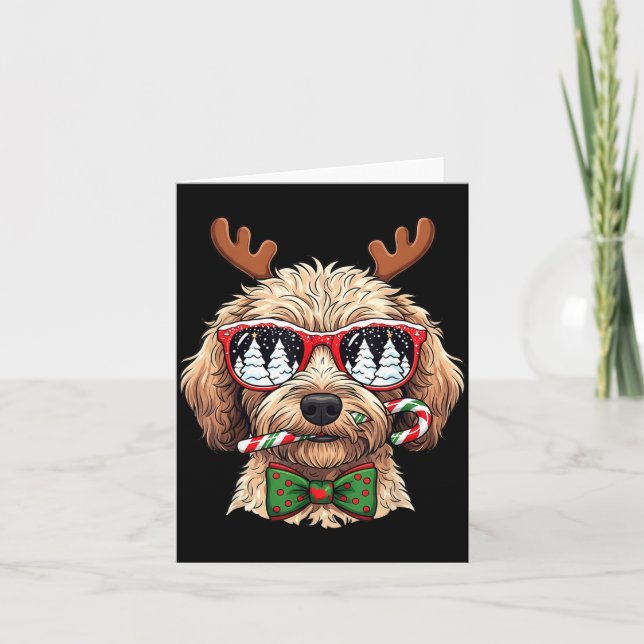 Carte Goldendoodle Christmas Reindeer Holiday Dog Lover  (Devant)