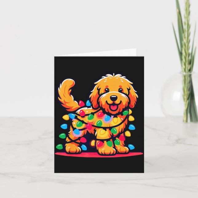 Carte Goldendoodle Christmas Tree Xmas Lights Golden Doo (Devant)