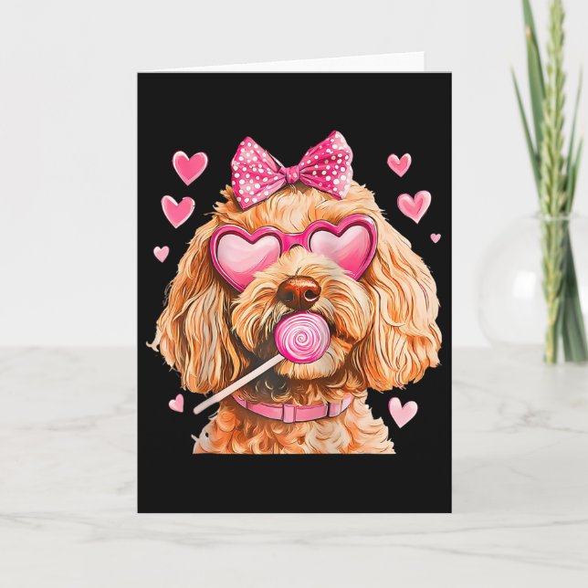 Carte Goldendoodle Coquette Bow Saint-Valentin Raglan By (Devant)