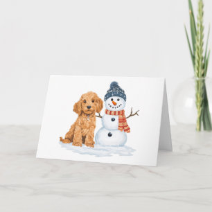 Carte Goldendoodle d'hiver Chien Bonhomme de neige migno
