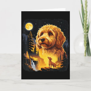 Carte Goldendoodle Hurle à la Lune Vintage Drôle Gol