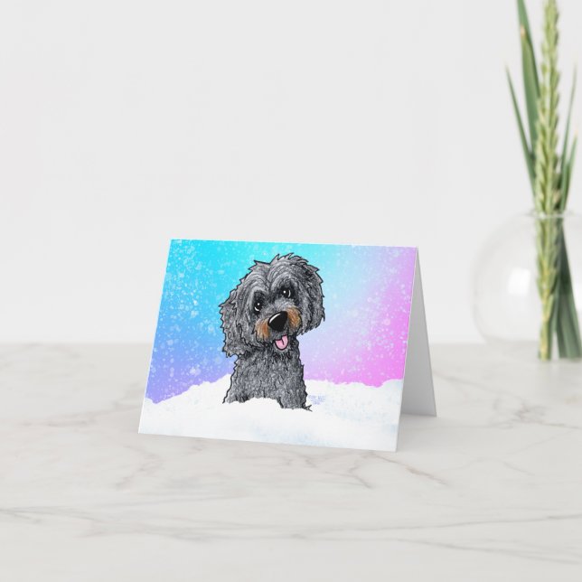 Carte Goldendoodle noir et marron (Devant)