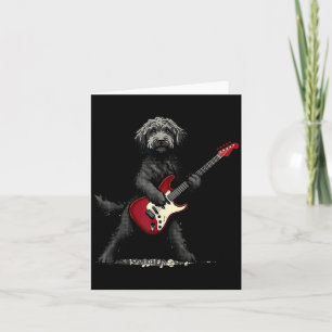 Carte Goldendoodle Rock Drôle de Chien Jouant de la Guit