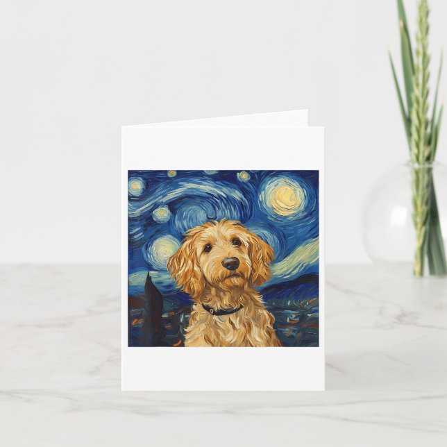 Carte Goldendoodle Van Gogh Starry Nuit étoilée (Devant)