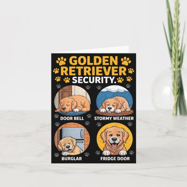 Carte Goldens Tee Golden Retriever Security Funny  (Devant)