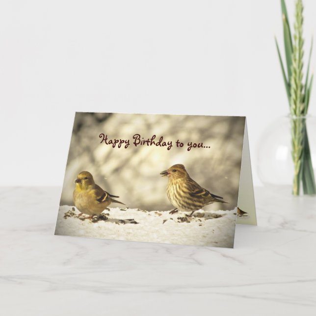 Carte Goldfinch and Pine Siskin Birthday (Devant)