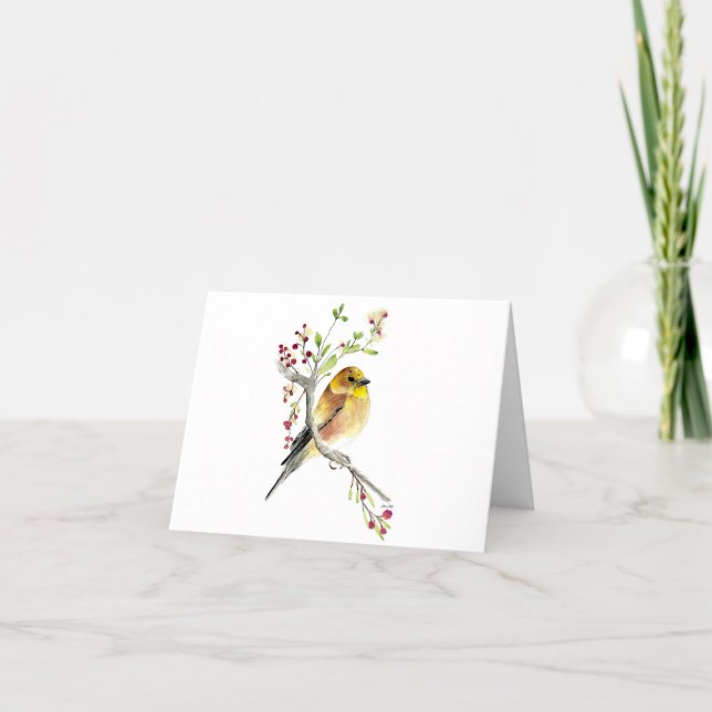 Carte Goldfinch Beautiful Watercolor Note Card (Beautiful Watercolor Goldfinch Blank Note Cards from Jenn Steffen Art)