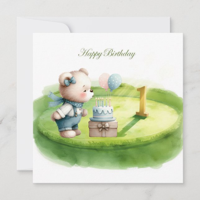 Carte Golf 1er anniversaire golfeur d'un an (Devant)