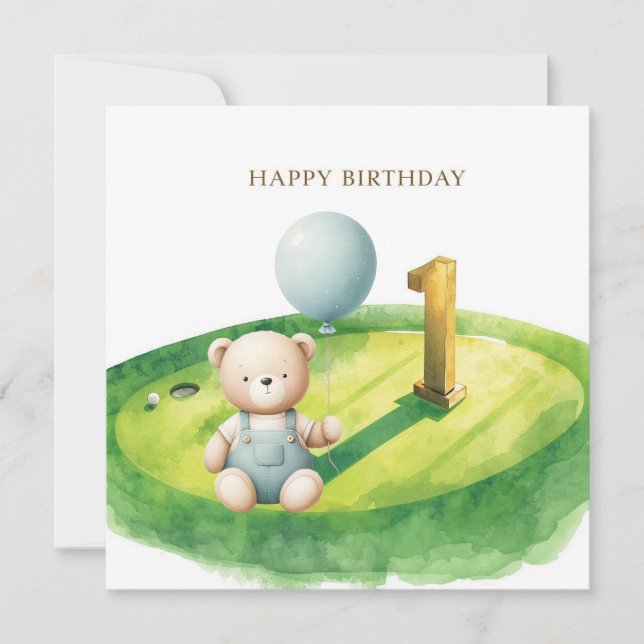 Carte Golf 1er anniversaire golfeur d'un an (Devant)