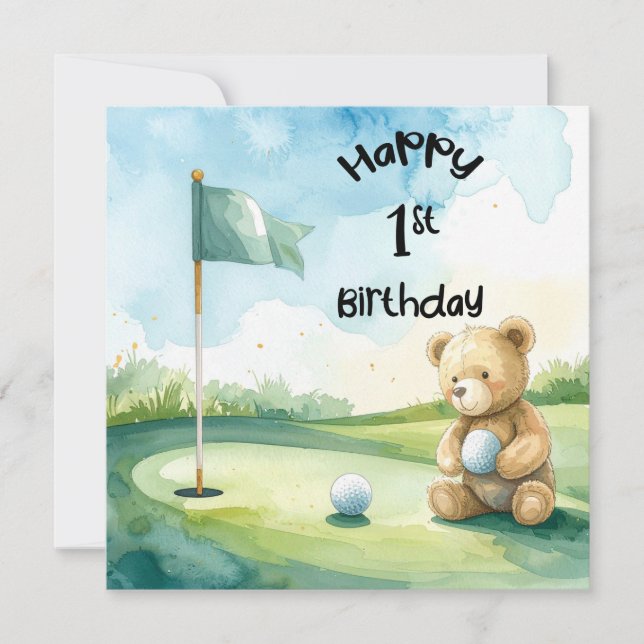 Carte Golf 1er anniversaire golfeur d'un an (Devant)