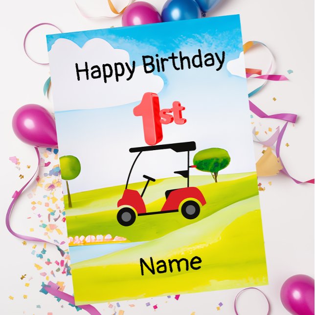 Carte Golf 1er anniversaire golfeur d'un an avec numéro (Créateur téléchargé)