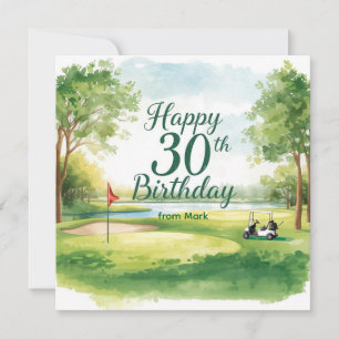 Carte Golf 30e anniversaire avec voiturette sur le vert