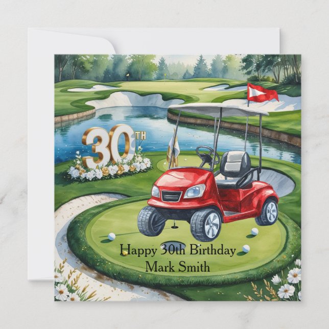 Carte Golf 30e anniversaire sur terrain de golf (Devant)