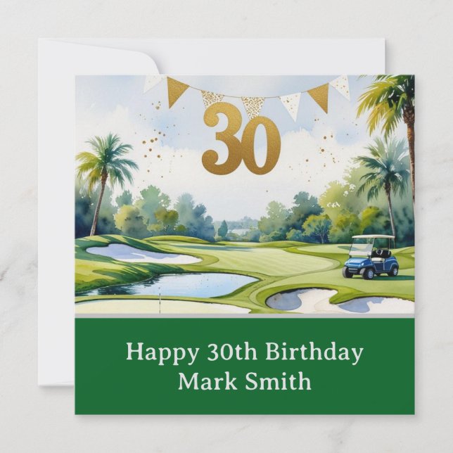 Carte Golf 30e anniversaire sur un parcours de golf (Devant)