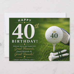 Carte Golf 40e anniversaire avec numéro et balle de golf