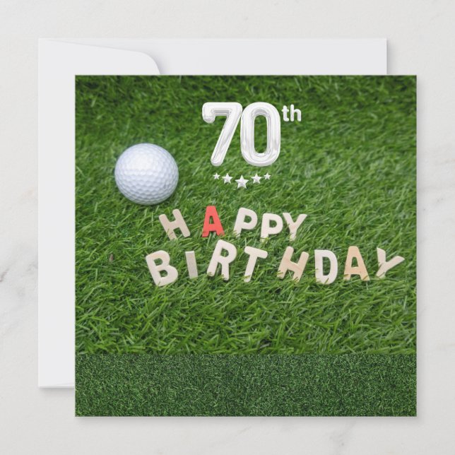 Carte Golf 70e anniversaire avec balle de golf pour golf (Devant)