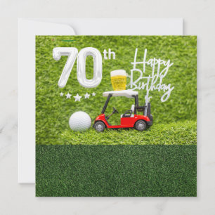 Carte Golf 70e anniversaire avec voiturette de golf pour