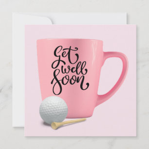 Carte Golf Allez bien bientôt Golfeur avec Mug rose pour