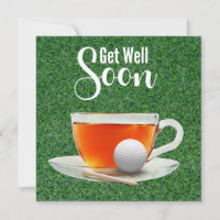 Golf Allez-y bientôt avec une tasse de thé sur ver