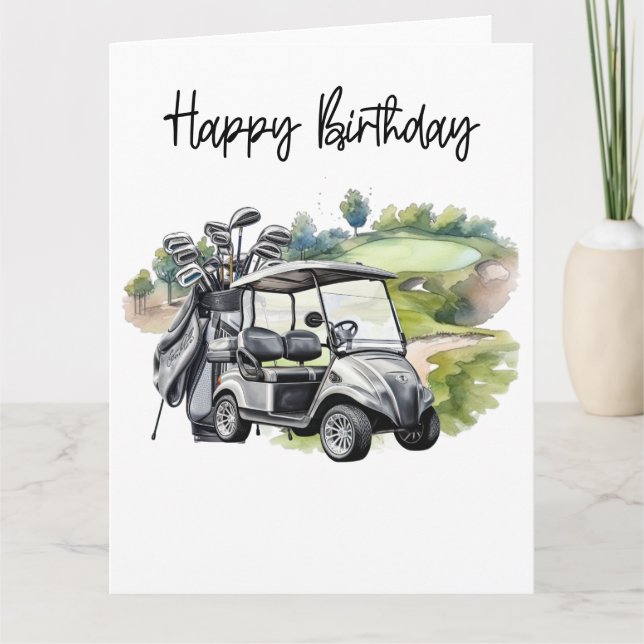Carte Golf Anniversaire avec voiturette (Devant)