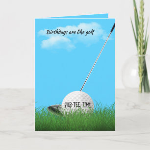 Carte Golf Ball and Club d'anniversaire
