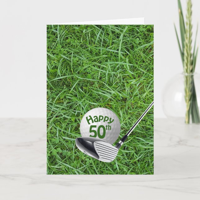Carte Golf Ball In Grass 50th Birthday Card (Devant)