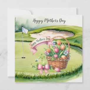 Carte Golf de la fête des mères avec des paniers de fleu