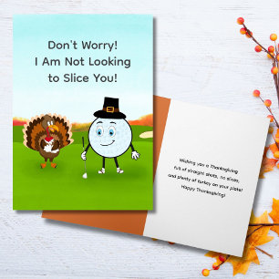 Carte Golf de Thanksgiving avec dinde et balle de golf