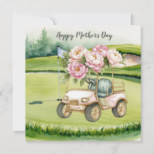 Carte Golf du jour de la fête des Mères avec voiturette 