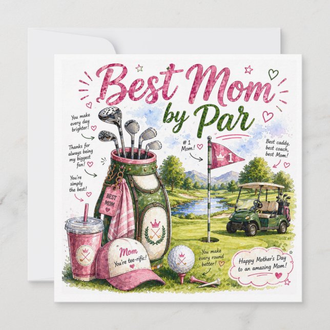 Carte Golf du thème de la fête des Mères pour golfeur (Devant)