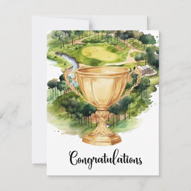 Carte Golf Félicitations avec la célébration de la coupe (Devant)