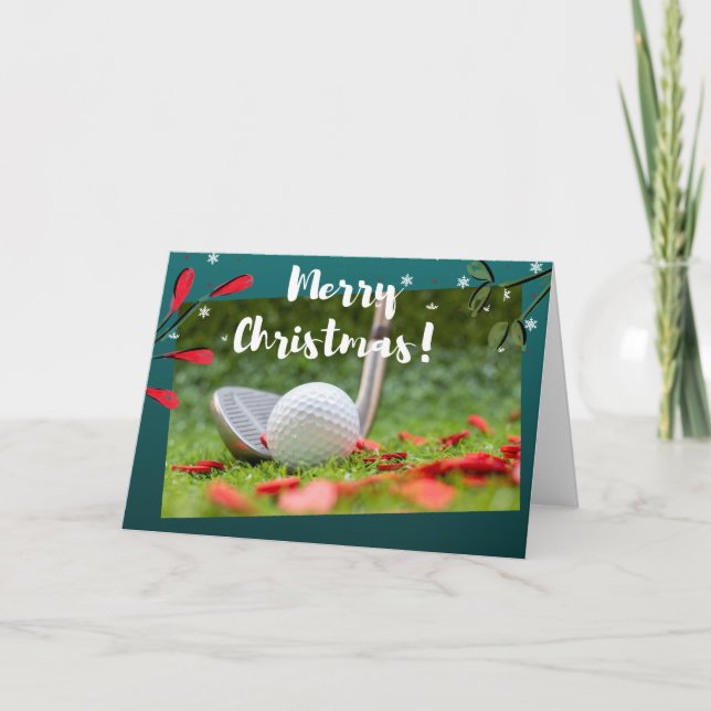 Carte Golf fer et balle est en vert Noël (Devant)