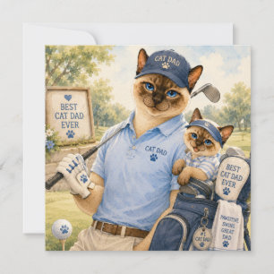Carte Golf Fête des Pères pour les amateurs de chat et d
