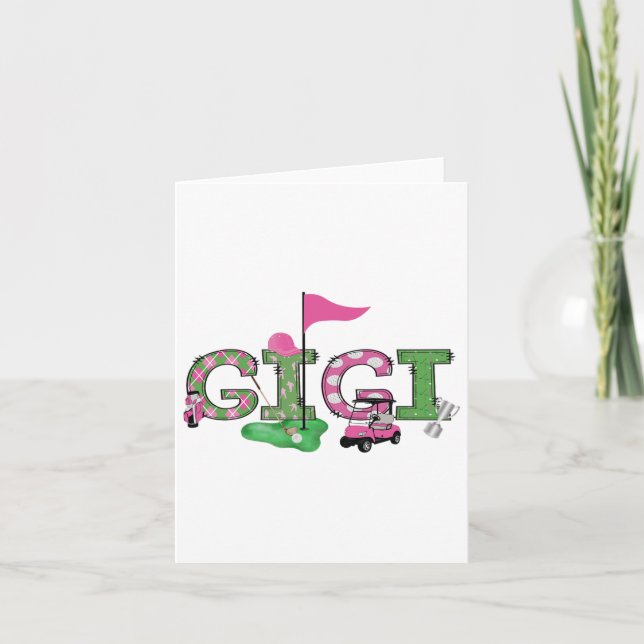 Carte Golf Gigi Pink Trou En Un Golf 1ère Fille Annivers (Devant)